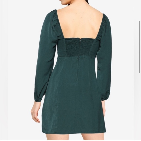 Abercrombie Dark Green Long Sleeve Mini Dress Size Medium Petite MP - Picture 6 of 6